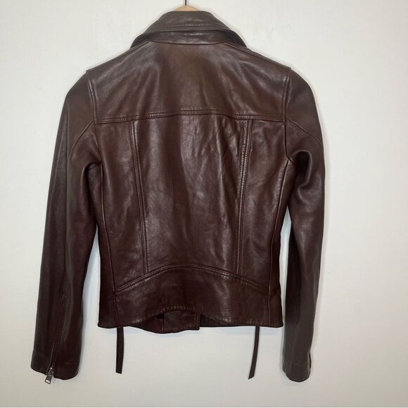 Allsaints Dalby Biker Jacket Brown 2 - Picture 4 of 7